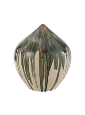 Vaas Creme Naturel Met Groene Verf