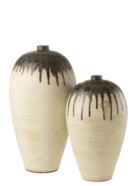 Vaas Keramiek Beige Met Bruine Verf