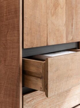 Dtp Home Bergkast Hoog Met Zwarte Accenten En Teakhout