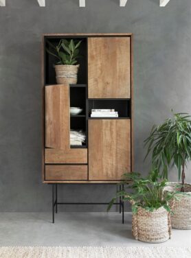 Dtp Home Hoog Boekenkast Met Drie Deuren En Lades