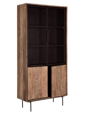 Dtp Home Vitrinekast Teakhout Met Zwart Glas