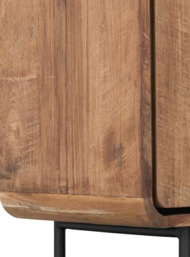 Vitrinekast Met Een Ronde Afwerking Van Hout En Zwarte Details