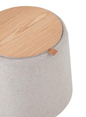 Bijzettafel En Poef Rond Beige