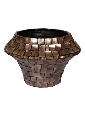 Brons Ovalen Pot Van Papier Met Schelpen