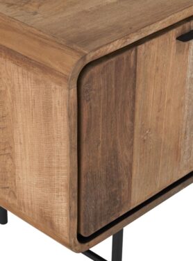 Kleine Tv Meubel Hout Met Ronde Afwerking En Zwart