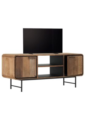 Rond Afgeronde Tv Meubel Hout En Zwart