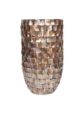 Schelpen Pot Rond Hoog Middel Maat Brons