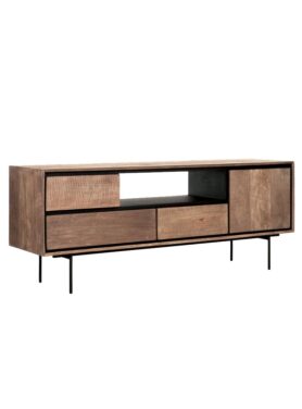 Tv Meubel 155 Cm Teakhout Met Zwart Dtp Home