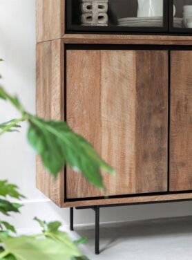 Vitrinekast Dtp Home 4 Deuren Glas En Hout Met Metalen Poten