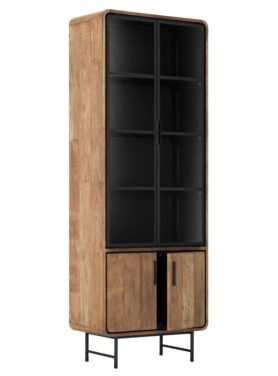 Vitrinekast Van Hout Met Glas En Zwart