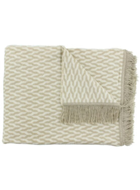 Beige Naturel Plaid Met Patroon En Franjes