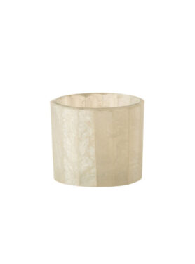Beige Witte Windlichtje Theelicht Met Lijnen En Strepen Rond