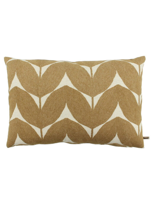 Camelkleurig Sierkussen Met Beige Met Speels Patroon