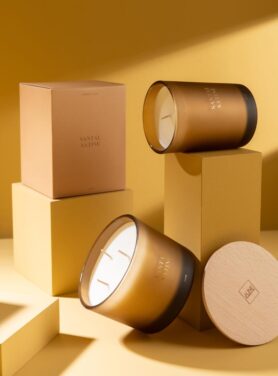 Geurkaars Geel Oranje Jolipa Sandelhoutgeur