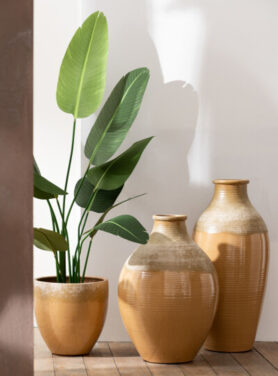 Grote Keramieken Vazen Met Lichtbruine Kleur En Bloempot