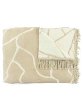 Naturel Beige Off White Plaid Kleed Met Franjes