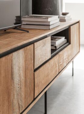 Tv Meubel Hout Met Zwarte Poten