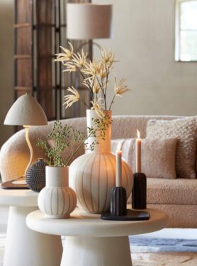 Vaas Beige Bruin Zand Naturel Kleur Mat Bol