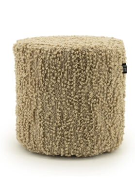 Beige Poof Met Boucle Stof