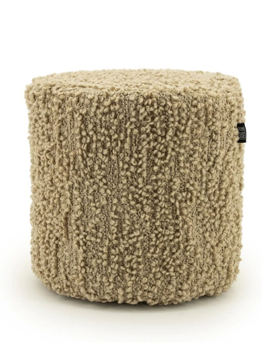 Beige Poof Met Boucle Stof