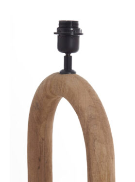 Bovenkant Vloerlamp Hout Rond Met Zwarte Fitting
