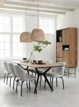 Dtp Hom Eettafel Met Houten Top En Zwart Metalen Poten