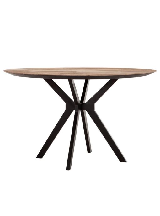 Dtp Home Ronde Eettafel Met Teakhout Met Metalen Kruispoten