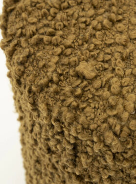 Geel Bruin Mosterd Kleurige Poef Ronde Vorm En Stof