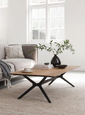 Houten Salontafel Dtp Home Met Zwarte Metalen Poot