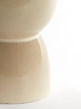 Keramisch Rond Glanzende Kruk Creme Zand Kleur