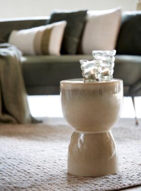 Kruk Bijzettafel Keramiek Rond Creme