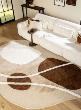 Organisch Vloerkleed Met Bruin Beige Tinten