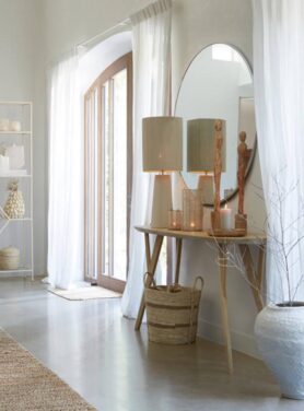 Spiegel Rond Met Bruine Beige Rand