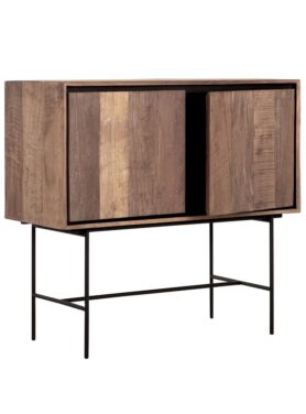 Teakhouten Dressoir Klein 2 Deuren Bruin Met Zwart