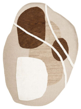 Vloerkleed Organische Vormen Bruin Beige Wit