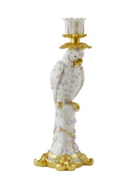 Vogel Kanderlaar Met Goud En Paarsen Accenten Wit