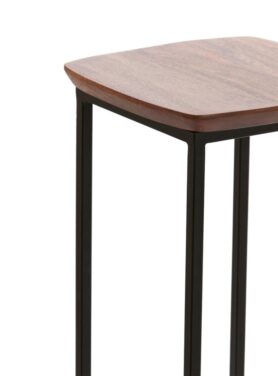 Zuil Bruin Houten Blad Met Metalen Zwarte Onderstel