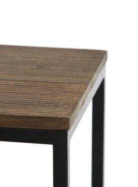 Zuil Met Houten Blad En Zwart Metalen Onderstel