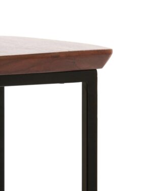 Zuil Met Houten Blad Vierkant Bruin Zwarte Metalen Poten