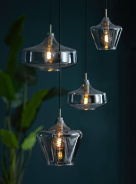 Hanglamp Smoked Glas Antiek Brons