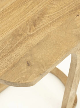 Naturel Hout Look Bijzettafeltje Voor Over Bank