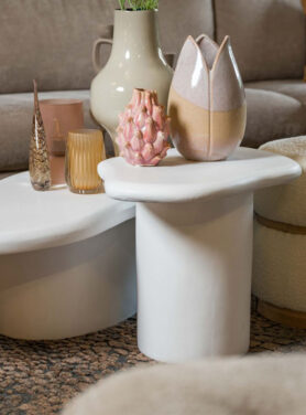 Witte Bijzettafels Organisch Met Dikke Ronde Poot