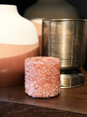 theelichthouder koraal glas