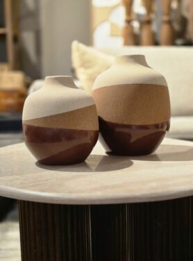 3 kleuren vaas zand structuur keramiek bordeaux creme terracotta