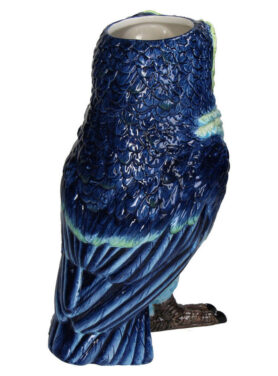 Achterkant Vaas Uilvorm Donkerblauw Veren