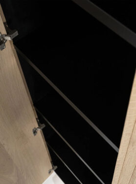 Binnenkant Kast Zwart Liggedeelte Met Houten Omvang