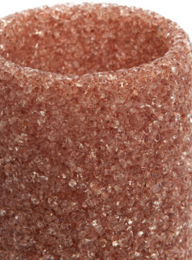 Glazen Waxinelichtje Lichtbruin Rond Steentjes