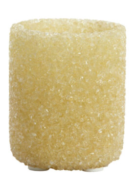 Theelichtje Lang Glas Steentjes Creme Geel