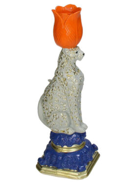 Tijgervorm Kandelaar Met Goud Wit Blauw En Oranje Roos Bovenop